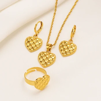 18K Zlato, Šperky Set Promise Ring Háčik Náušnice Náhrdelník Vianočné Valentína Darček pre Ženy 2