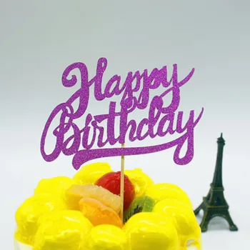 1pc Shiny Happy Birthday Cake Vlajka Vňaťou Multi Farby Tortu Vlajky Na Narodeniny, Svadobné Party Nový rok Tortu Dekor Pečenie 2