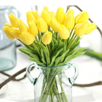 20 Ks/Veľa Umelá Kvetina Tulipán PU Artificia Kvetinové Kytice Skutočný Dotyk Kvety Domov Svadobný Stôl Dekoratívne Kvety 2