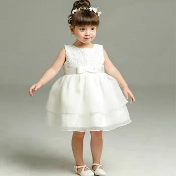 2022 Nové Baby Girl Dress Luk Krst Šaty Dieťa V Prvom Roku Krst, Narodeniny, Party, Svadba Princezná Šaty Tutu Nadýchané Šaty 2
