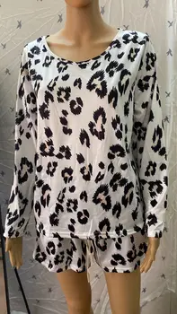 2022 V Lete Pajama Nastaviť Ženy Šortky Salónik Nosiť Domov Vyhovovali Leopard Pajama Vyhovovali Dlhý Rukáv Nightgown Oblečenie Pre Voľný Čas Ženy 2