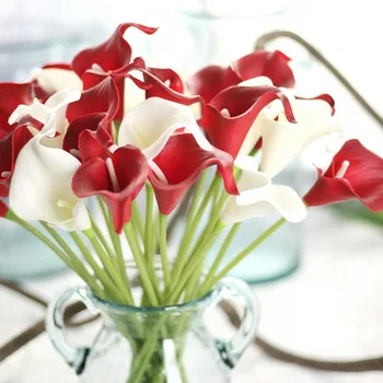 31pcs Tulipán Umelé Kvety PU Svadobné Dekor Simulácia Nevesta Kytice Kala Skutočný Dotyk Flores Para Domov Záhrada a Veniec 2