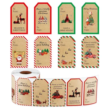 50-300Pcs Veselé Vianoce Nálepky Roll Darček Kraft Papier Baliaci Dekorom Vianočné štítky Tesnenie Karty Dodávky Samolepky Pre Deti 2