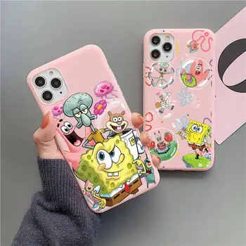 Cartoon Najlepšími Priateľmi SpongeBob SquarePants Telefón puzdro Pre iphone 14 Plus 13 12 Mini 11 Pro Max XS X XS XR Biela Candy Pink Kryt 2