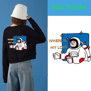 Cartoon Vesmíru Astronaut Prenos Tepla Samolepky Oblečenie Nálepky na Oblečenie Príslušenstvo Nášivka Umývateľný Nálepky Dekor 2