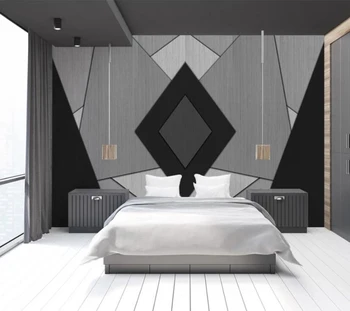 Dekoratívne tapety 3D geometrické línie black bielom pozadí na stenu 2