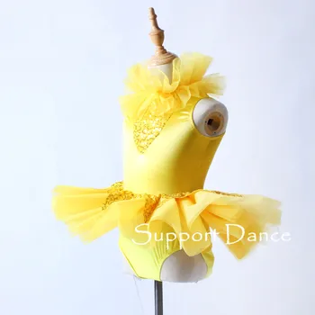 Dievčatá Prehrabať Výstrihu Sequin Balet Tutu Šaty Žien Žltá Výkon Kostým Podporujú Tanečné C319 2