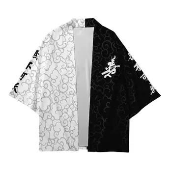 Kimono Muž Japonský Oblečenie Yukata Muž Samuraj Kostým Haori Obi Pláži Mužov Kimono Cardigan Japonský Streetwear Bunda 2