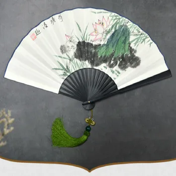Klasická Ručne Tanec Ventilátor Čínsky Štýl, Ručne Maľované Skladacie Ventilátor Prenosné Retro Xuan Papier Skladacie Ventilátor Abanicos Para Boda 2