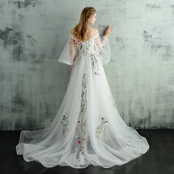 Krásy Emily Nový Príchod Elegantné Biele Tylu Večerné Šaty 2020 Očarujúce V Krku Špagety Čipky Späť Večerné Šaty Vestidos 2