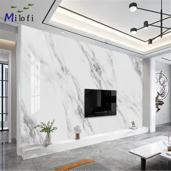 Milofi prispôsobené veľké 3D tlač tapety nástenná maľba atmosféru jednoduché jazz biely sivý mramor pozadí na stenu 2