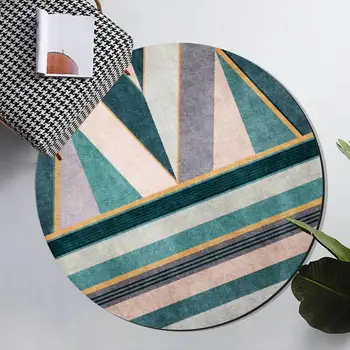 Móda moderné Nordic emerald šedá geometrické mozaiky obývacia izba, spálňa visí kôš stoličky kolo rohože koberce, Vlastná veľkosť 2