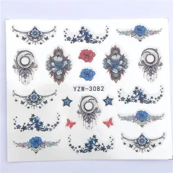 Nové Blue Rose Náhrdelník Náhrdelník Visí Korálky Vzory Pre Nail Art Vodoznak Tetovanie Ozdoby Na Nechty, Nálepky Vody Obtlačky 2