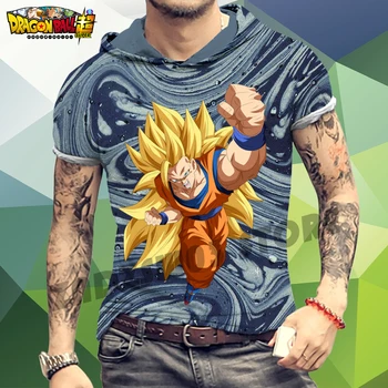 Nové Goku Mužov s Kapucňou T-Shirt Harajuku Štýl T-shirts Dragon Ball Z T-Shirt Módne Anime Super Saiya Nadrozmerné Oblečenie Trend 2