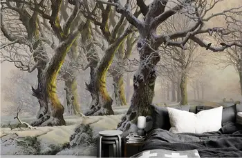 Prispôsobte 3D Tapeta Maľovanie na Sneh, les veľký strom ovce Obývacia izba Tapety 3D Pozadia na stenu Dekoratívne Maľby 2