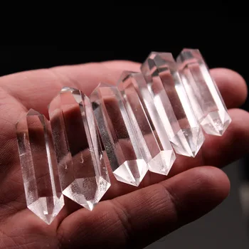 Prírodná Biela Crystal Dvakrát upozornil Šesťhranné Prism Ornament Prívesok Ducha Kyvadlo Crystal Pilier Liečivý Kameň Energie 2