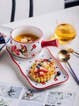 Raňajky jedál s rukoväťou jedného tvorivého vyhovovali domácnosti Japonský web celebrity keramické doplnky, jeden krásny potravín riad 2