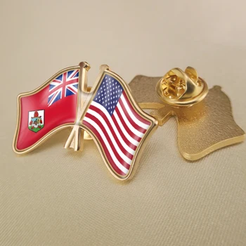 Spojené Štáty Americké a Bermudy Prešiel Dvakrát Priateľstvo Vlajky Preklopke Kolíky Brošňa Odznaky 2
