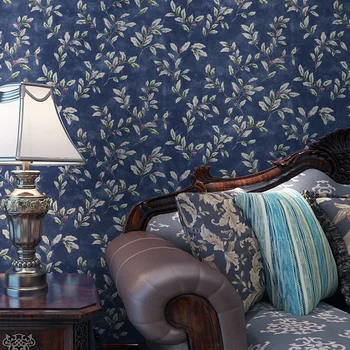 Steny Rustikálny Americký Papiere Domova List Kvet, Modrá Tapeta Roll Pre Obývacej Izby, Spálne Dekorácie, Nástenné Abstraktných Pintado 2