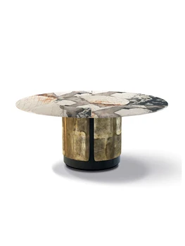 Svetlo luxusný moderný štýl mramoru jedálenský stôl a stoličky zmes kolo veľké domáce talianske jedálenský stôl s gramofónu 2