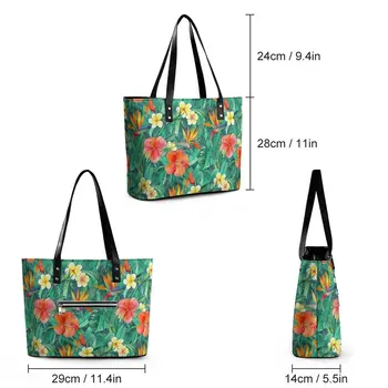 Svetlé Kvety Kabelky Klasické Tropickej Záhrade Pás Tote Bag Zábavné PU Kožené Taška cez Rameno Ženy Office Tlač Strane Tašky 2