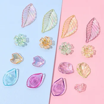 Transparentné Akrylátové Leaf Korálky Miešanie Farebných Lístkov Kvetu Perličiek Spp pre Šperky, Takže DIY Remeslá Remeselné Príslušenstvo 20 g 2