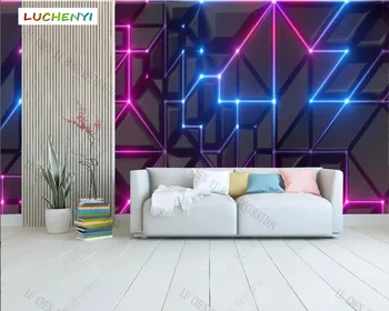 Vlastné pohode neon tech geometrie abstraktné 3d tapeta,Obývacia Izba tv stena Spálne domova KTV bar nástenná maľba 2