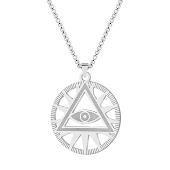 Z Nehrdzavejúcej Ocele Všetko Vidieť-Oko Ženy Náhrdelník Amulet Of Providence Illuminati Pyramídy Prívesok Náhrdelník Mužov  2