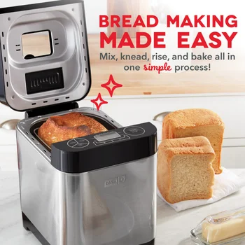 Z nehrdzavejúcej Ocele Chlieb Maker Až 1,5 lb Bochník, Programovateľné, 12 Nastavenia + bezlepkové a Automatické Plniaci Rozprašovač 2
