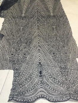 špeciálne tylu čipky textílie s black lepené Z-han52721-2 lesk na spoločenské šaty afriky tylu čistý čipky textílie 2