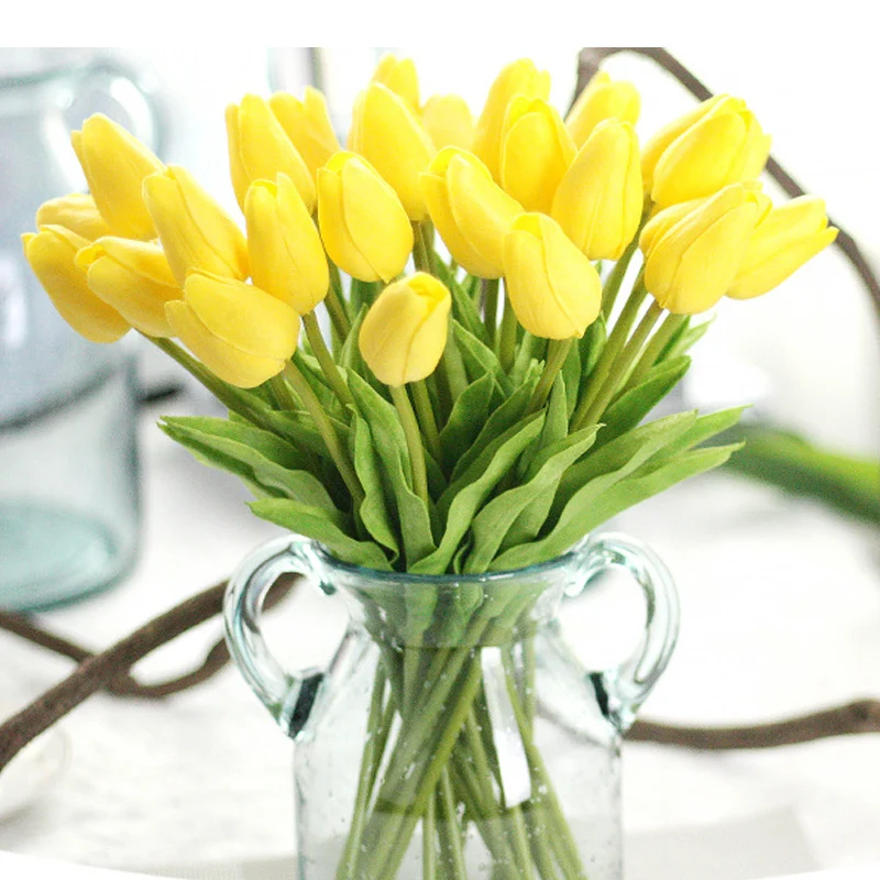 20 Ks/Veľa Umelá Kvetina Tulipán PU Artificia Kvetinové Kytice Skutočný Dotyk Kvety Domov Svadobný Stôl Dekoratívne Kvety Obrázok 1