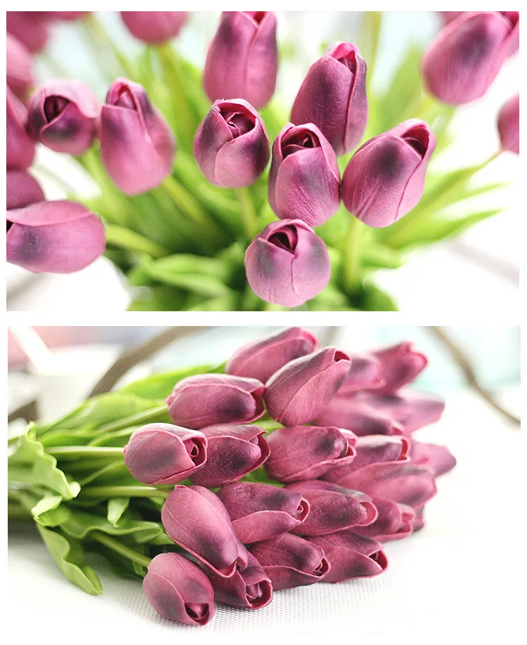 20 Ks/Veľa Umelá Kvetina Tulipán PU Artificia Kvetinové Kytice Skutočný Dotyk Kvety Domov Svadobný Stôl Dekoratívne Kvety Obrázok 4