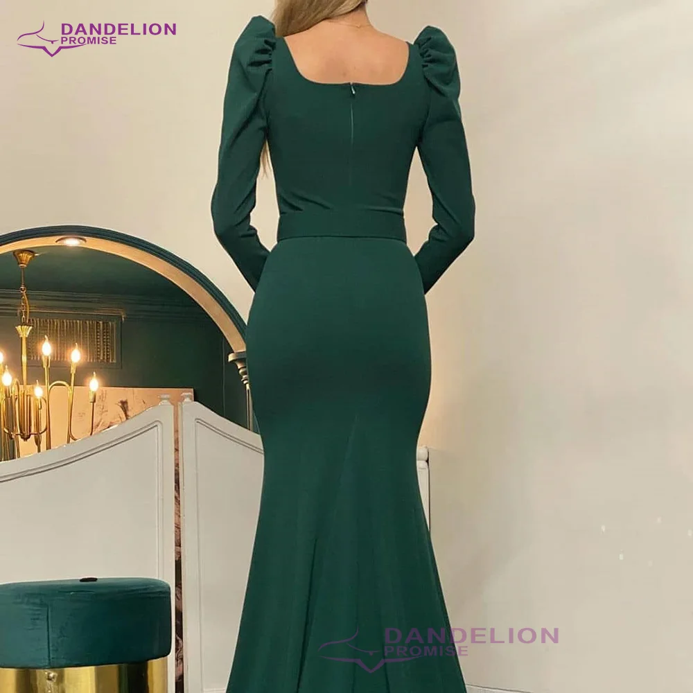 2021 Elegantné Morská Víla Zelená Večerné Šaty Pre Ženy S Dlhými Rukávmi Záhybov Satin Dĺžka Podlahy Formálne Šaty Strany Obrázok 5