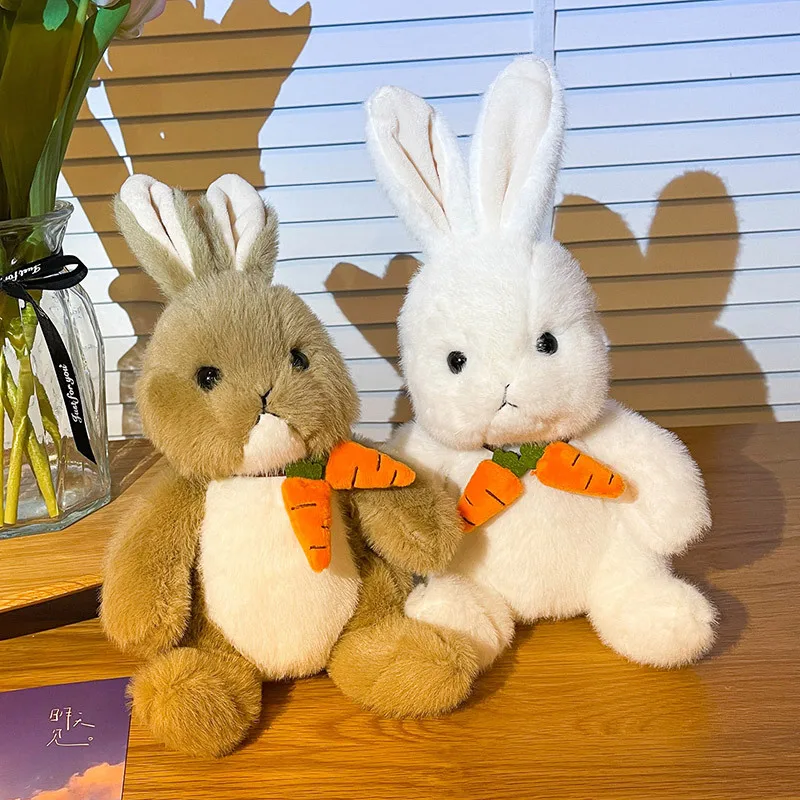 30 cm Roztomilý White Rabbit, Plyšové Hračky Deti Upokojiť Bábiky Simulácia Bunny s Mrkva Kravatu Vypchaté Zvieratá pre Dievčatá Darček k Narodeninám Obrázok 1