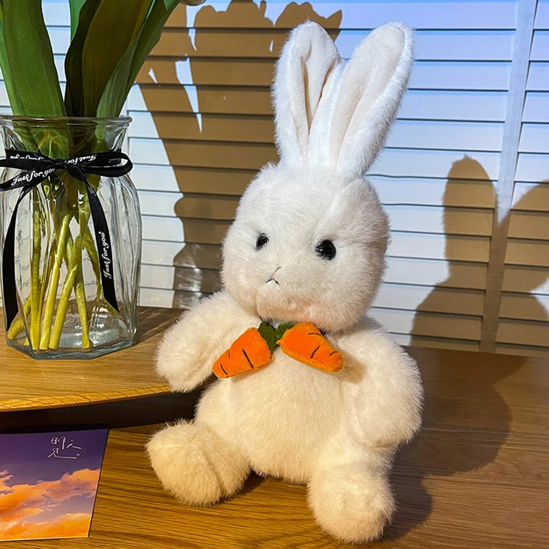 30 cm Roztomilý White Rabbit, Plyšové Hračky Deti Upokojiť Bábiky Simulácia Bunny s Mrkva Kravatu Vypchaté Zvieratá pre Dievčatá Darček k Narodeninám Obrázok 5