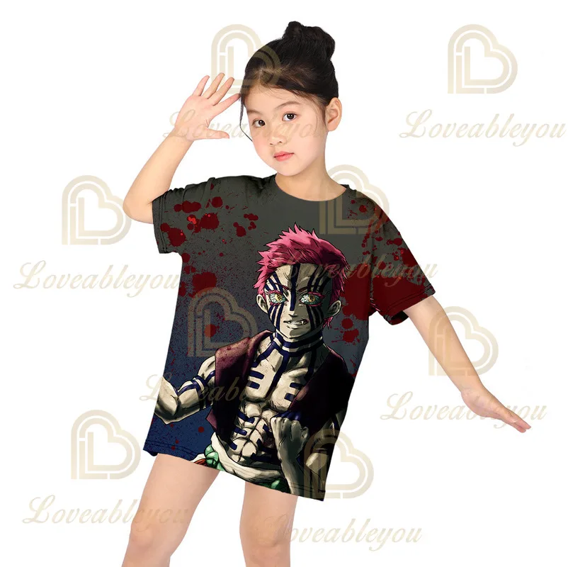 3D Tlač Baby Girl T Shirt Dieťa Tričko Japonskom Anime Harajuku Ghost Čepeľ Funny T-shirt sestra Krátky Rukáv Topy Obrázok 3
