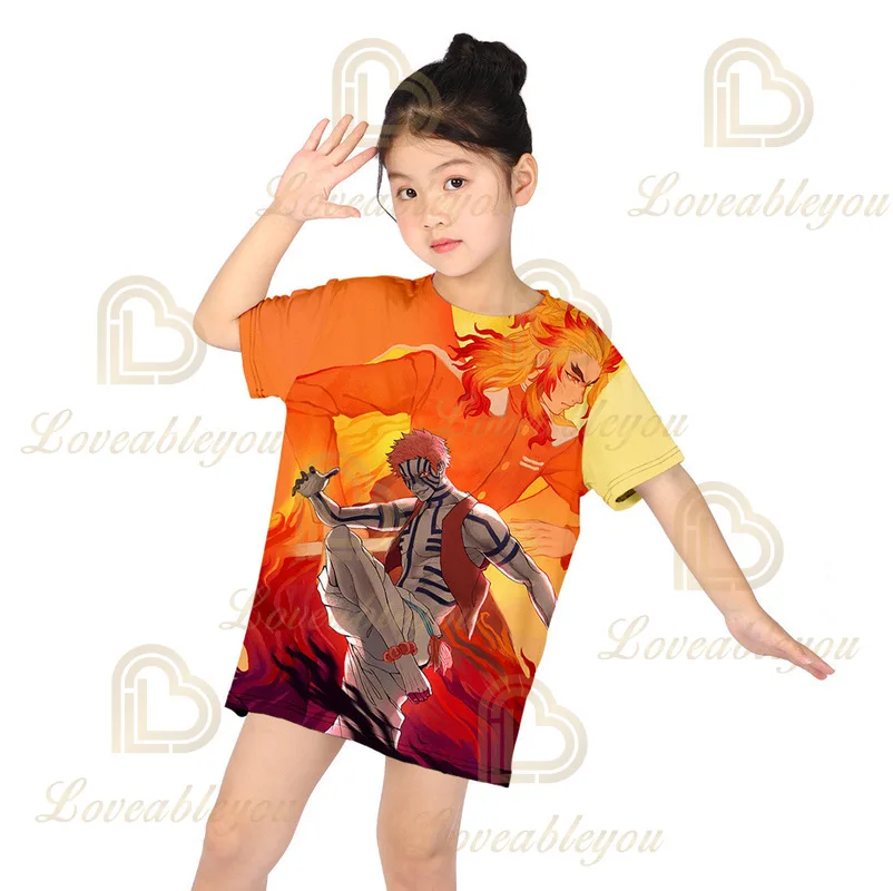 3D Tlač Baby Girl T Shirt Dieťa Tričko Japonskom Anime Harajuku Ghost Čepeľ Funny T-shirt sestra Krátky Rukáv Topy Obrázok 5