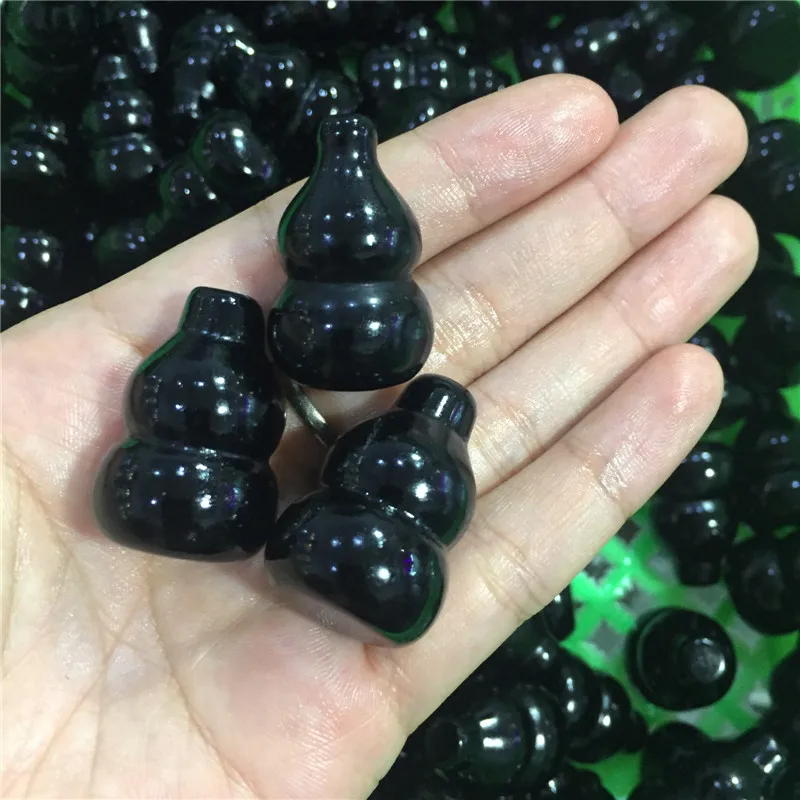 3ks roztomilý veľkosť prírodné kamene a minerály, čierny obsidián tekvica figúrka liečivých kryštálov, ako DIY pandent alebo domáce dekorácie Obrázok 4