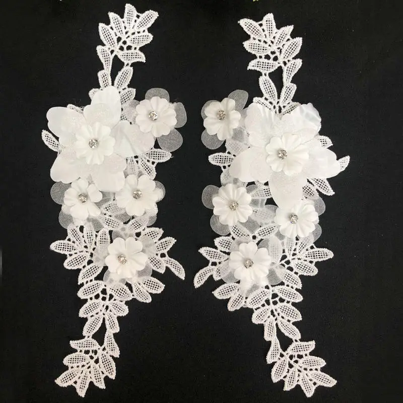 5 pair / Troch-dimenzionální kvet handričkou nálepky čipky perličiek patch kvety DIY výšivky nálepky, kvetinové dekorácie, nálepky Obrázok 1