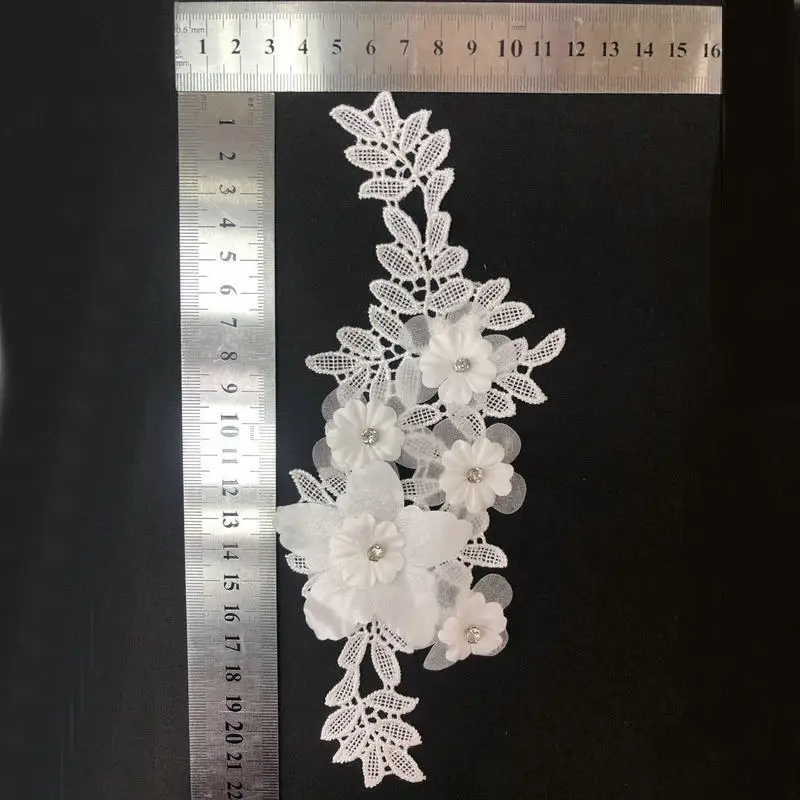 5 pair / Troch-dimenzionální kvet handričkou nálepky čipky perličiek patch kvety DIY výšivky nálepky, kvetinové dekorácie, nálepky Obrázok 3