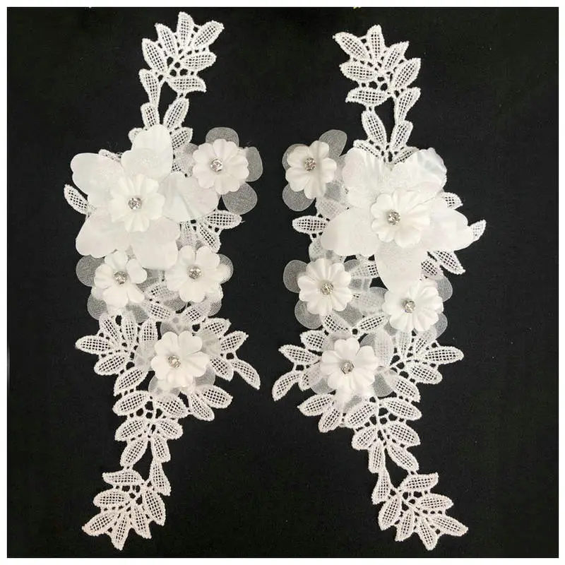5 pair / Troch-dimenzionální kvet handričkou nálepky čipky perličiek patch kvety DIY výšivky nálepky, kvetinové dekorácie, nálepky Obrázok 4