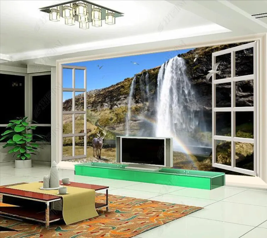 Abstraktných de parede fantasy vodopád a mimo okna 3d tapeta nástenná maľba,iving izba tv na stenu stenu spálne papiere domova Obrázok 1