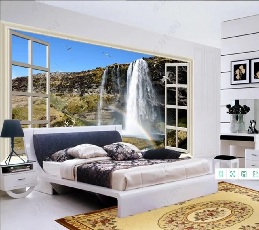 Abstraktných de parede fantasy vodopád a mimo okna 3d tapeta nástenná maľba,iving izba tv na stenu stenu spálne papiere domova Obrázok 2