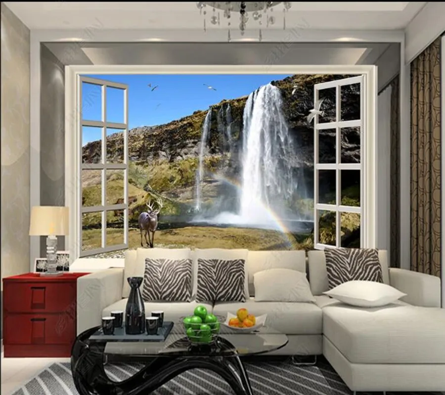 Abstraktných de parede fantasy vodopád a mimo okna 3d tapeta nástenná maľba,iving izba tv na stenu stenu spálne papiere domova Obrázok 3