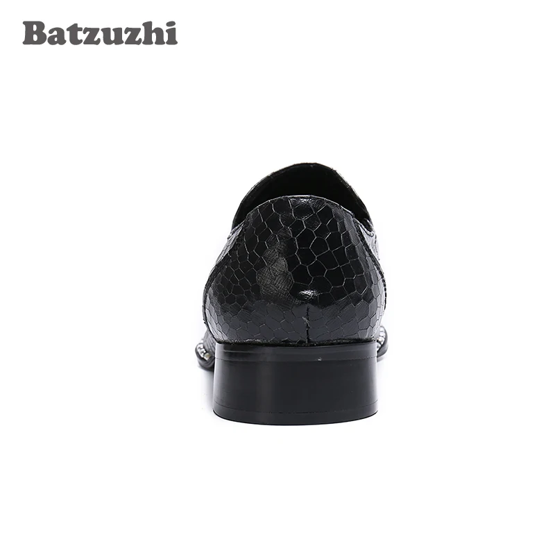 Batzuzhi taliansky Typ Mužov Topánky Móda Železa Prst Čierne Kožené Šaty, Topánky Mužov Chaussures Hommes spoločenské a Svadobné Topánky Muž! Obrázok 3