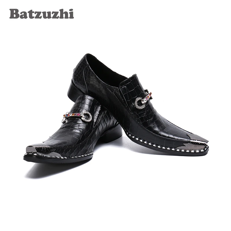 Batzuzhi taliansky Typ Mužov Topánky Móda Železa Prst Čierne Kožené Šaty, Topánky Mužov Chaussures Hommes spoločenské a Svadobné Topánky Muž! Obrázok 5