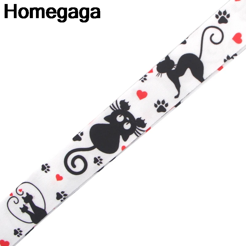 Homegaga cartoon black cat Značky Popruh na Krk Laná pre kľúče, ID Karty Prejsť Telocvični Mobilného Telefónu, USB odznak držiteľ DIY Visieť Lano D2282 Obrázok 2