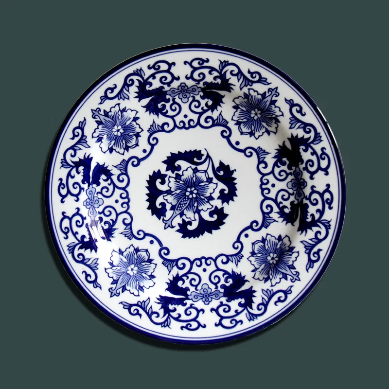 Jingdezhen Stredomoria modré a biele porcelánové dekoratívne dosky modré a biele závesné dosky Európskych domácností nábytok Obrázok 2