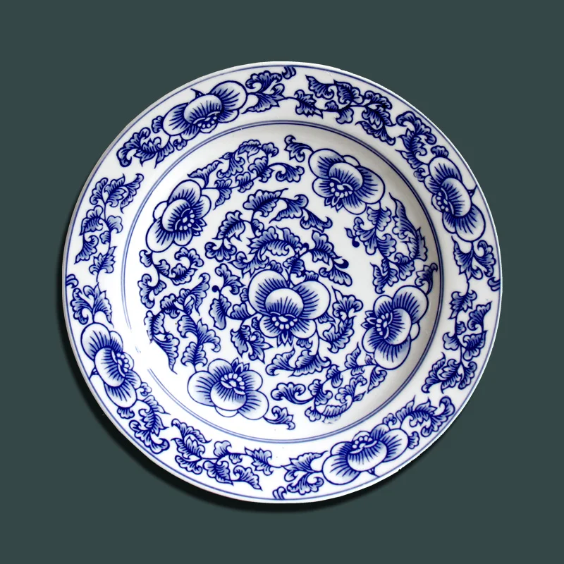 Jingdezhen Stredomoria modré a biele porcelánové dekoratívne dosky modré a biele závesné dosky Európskych domácností nábytok Obrázok 3