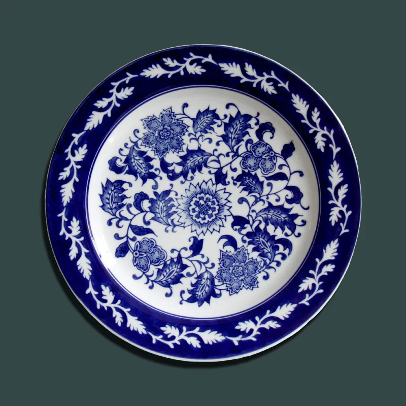 Jingdezhen Stredomoria modré a biele porcelánové dekoratívne dosky modré a biele závesné dosky Európskych domácností nábytok Obrázok 4